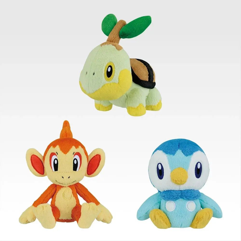 Plüschtiere der Starter-Pokémon aus der Sinnoh-Region
